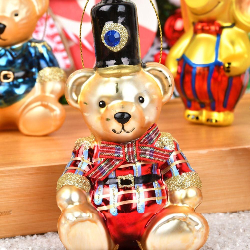 Glass Painted Christmas Decorations Rooster Panda Elephant Shape Colorful Hanging Ornaments Christmas Ornaments