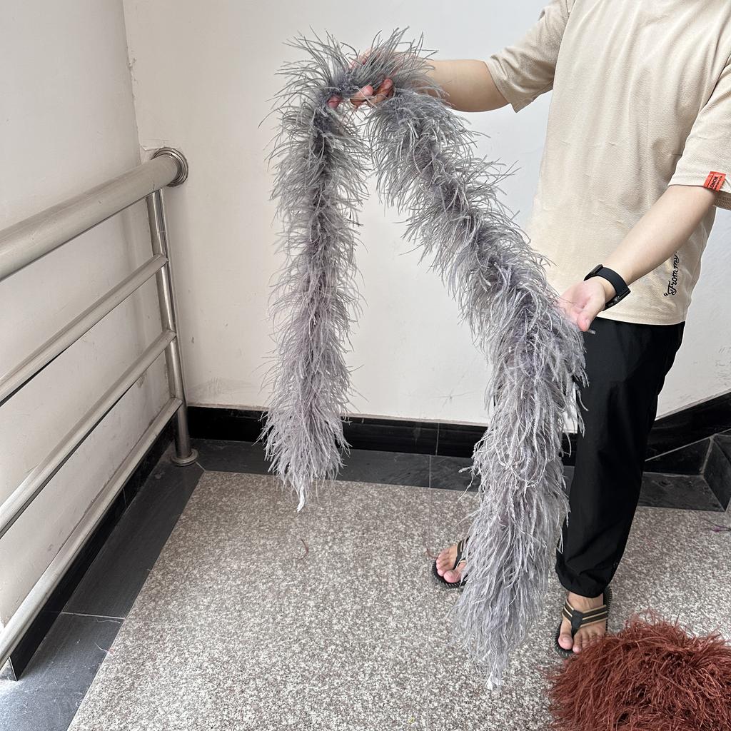 DIY 8 Ply Ostrich Feather Boas 4M for Craft Party Shawl Wedding Drees Clothes Carnival Stage Decor Fluffy Ostrich Plumes Scarf Trim