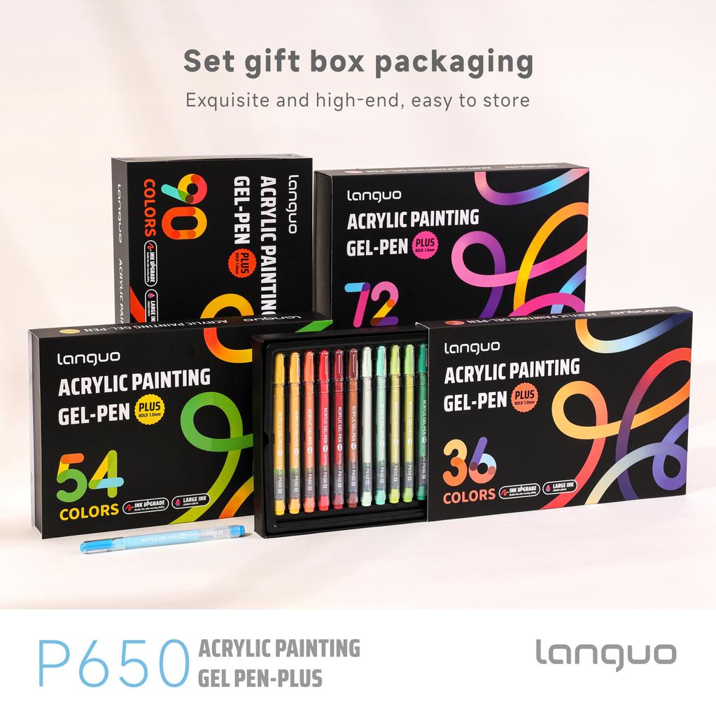 LANGUO 90/72/54/36 Colors Acrylic Painting Gel Pen Set 1.0mm Student Graffiti Handbook Pen Art Drawing Marker Pens Stationery