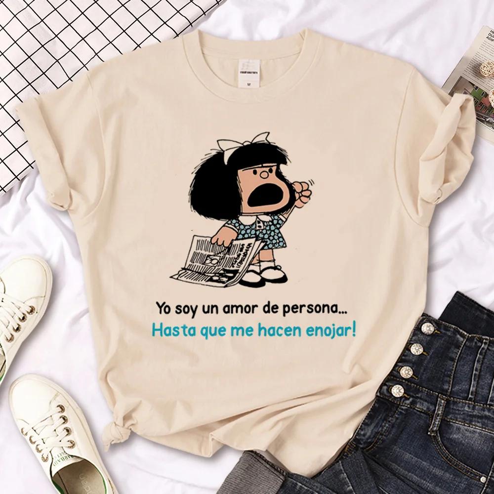 Mafalda T-shirts Women Japanese Tee Female Funny Designer Graphic Clothes  Y2k Top  Shirts for Women