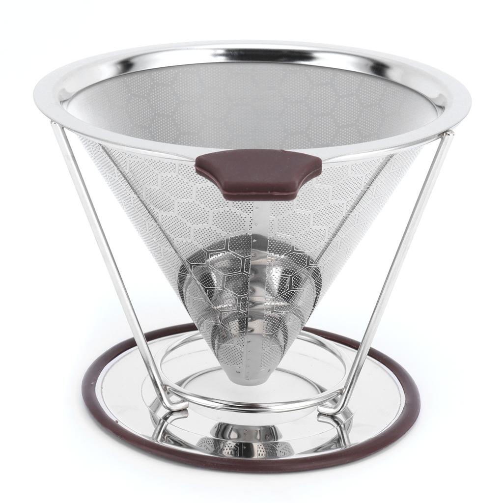 Stainless Steel Filter with Holder Coffee Filter Mesh Funnel Kitchen Coffee Making Tool 1-6 Cup