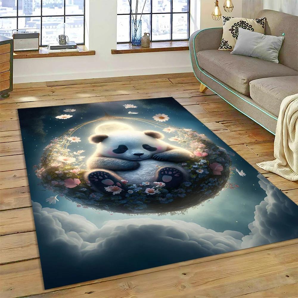 Cute Dream Panda Animal Cartoon Carpet Rug for Home Living Room Bedroom Sofa Doormat Decor,Kids Play Area Rug Non-slip Floor Mat