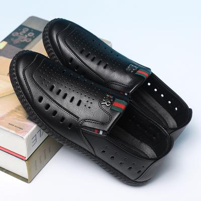 Chaussures en cuir pour hommes été nouveau cuir semelle souple sandales pour hommes creuses respirantes chaussures en cuir cool chaussures décontractées pour papa