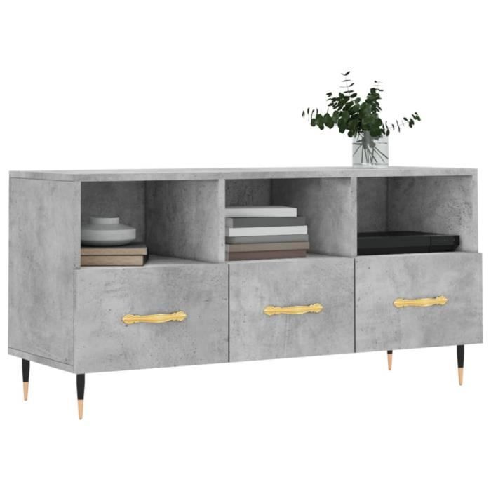 VidaXL Meuble TV gris béton 102x36x50 cm bois d'ingénierie 829016