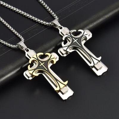 Collana Pendente Croce da Uomo alla Moda in Acciaio di Titanio Europea & Americana