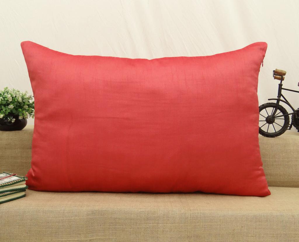 Home Decor Pillow Sham Dupion Silk Solid Throw Cushion Cover Case - Choose
