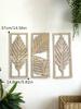 3 Stück Holz Kunst Wanddeko Boho Blatt Schild Wandakzent Rustikal Palmblatt Holz Wandbehang Skulptur Vintage Tropische Pflanze Deko