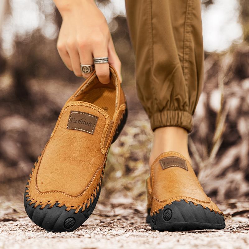 38-48 Spring/Autumn Men's Handmade Retro Leisure Shoes Large Size  Casual Shoes Leather Rubber Bottom Handmade Car Men's Leather  Boots