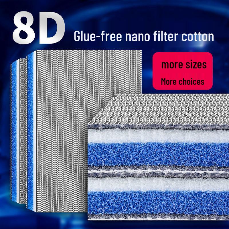 8D Yüksek Yoğunluklu Biyokimyasal Akvaryum Filtre Süngeri - Yıkanabilir, Tutkalsız, Arıtıcı Pamuk.