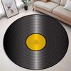 Vintage Golden Center Vinyl Record Round Rug Music Themed Non Slip Soft Carpet Modern Retro Mat Bedroom Music Room Decor