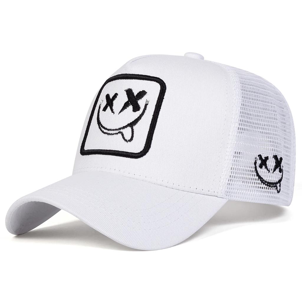 Unisex Xx Smiling Face Embroidery Baseball Net Caps Spring Summer Outdoor Adjustable Casual Hats Dad Hat Sunscreen Hat