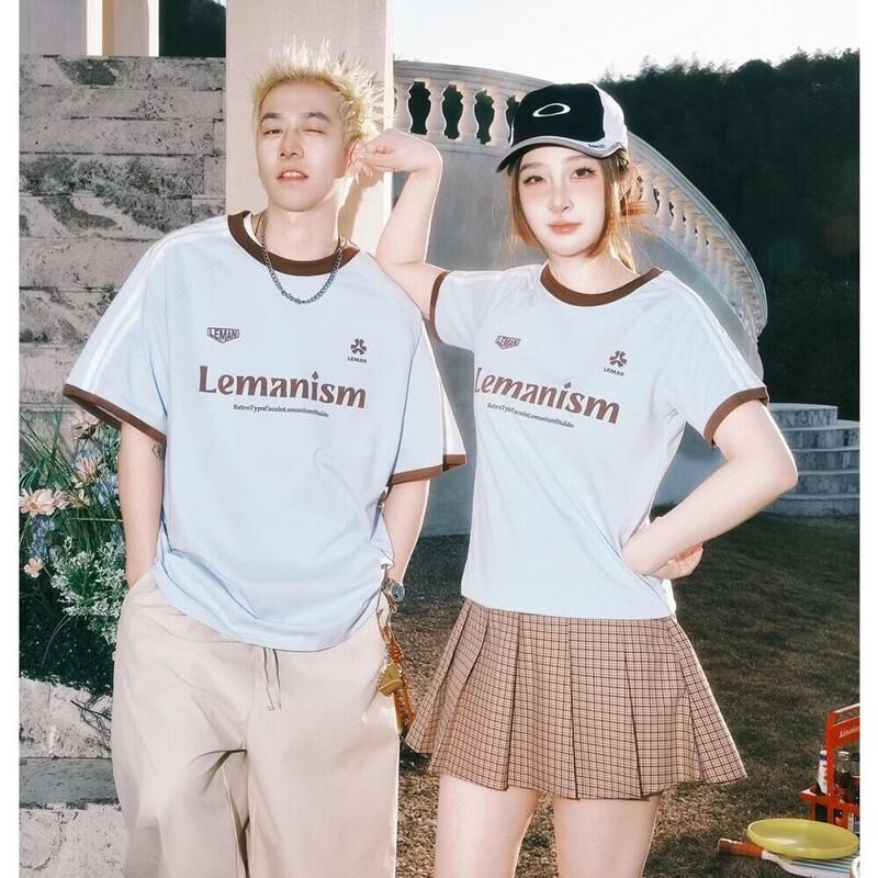 LEMANISM American Color Block Striped Short Sleeve T-Shirt XL