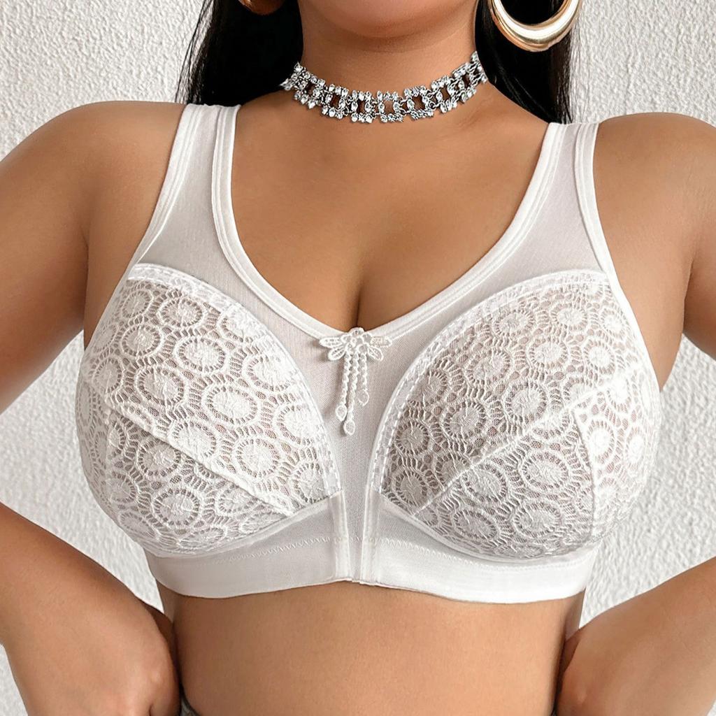 Trägerloses Tank-Top-BH, Ohne Polsterung, Dünn, Große Körbchen, Spitze, Rein Ästhetisch, Übergröße Damen Unterwäsche