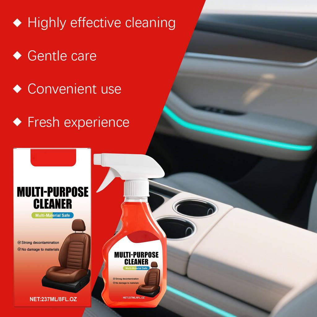 Car interior cleaning spray, leather seat and headliner deodorizer, cleans, no,rinse, easy,to,wipe stain remover, 237ml