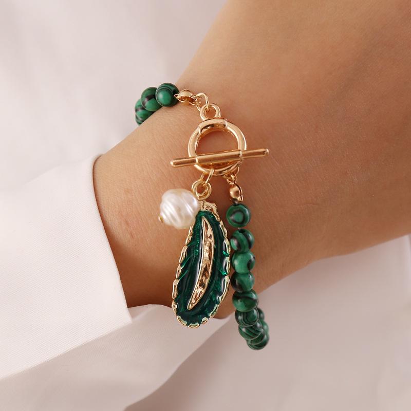 Collier + Bracelet Perles De Malachite - Bijou Occasion Vert, Pierre Naturelle, Sans Marque