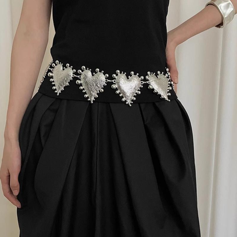 Gothic Waist Belt Stylish Seashells Heart Waist Chain Belt Elaborate Chain Belly Chain for Dress Cowboy Belt Waist Chain