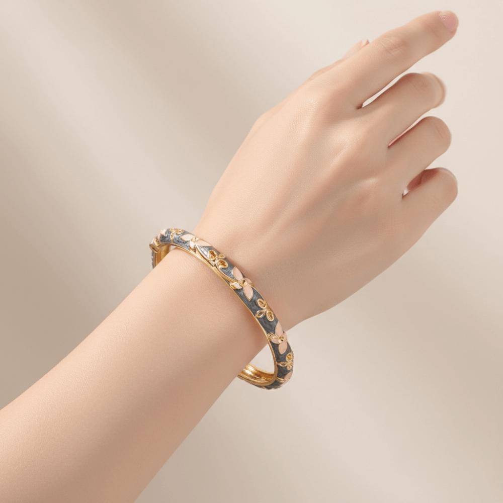 Traditionelles Chinesisches Blumenarmband Emaille Damen Handarmband Geschenke für Frauen Mädchen