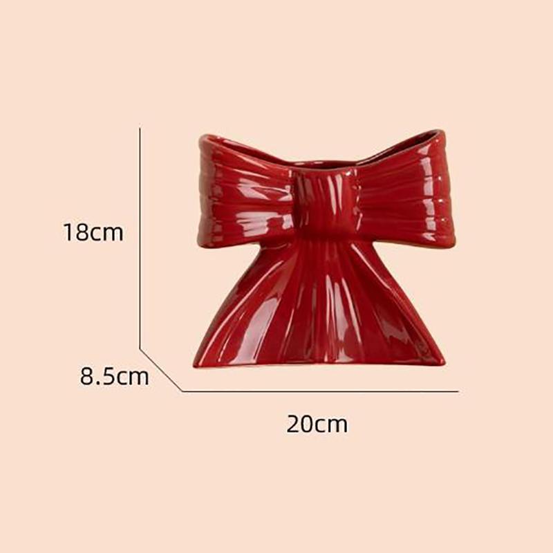 Creative Bow Vase Ornaments High-end Ceramic Hydroponic Flower Arrangement Living Room Office Vintage Vase Home Ornament Gifts