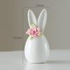 Ceramic Ornament Easter Standing Bunny Handmade Flower Creative Desktop Cute Style Decor Handmade White Porcelain Birthday Gifts