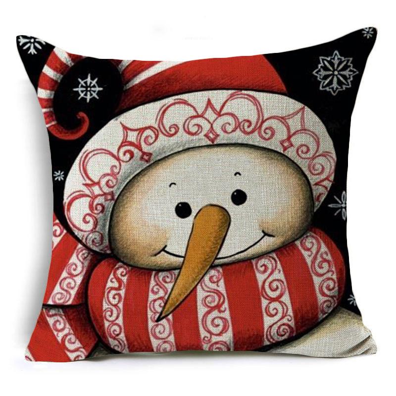 Christmas Merry Christmas Snowman Linen Pillow Case Office Cushion