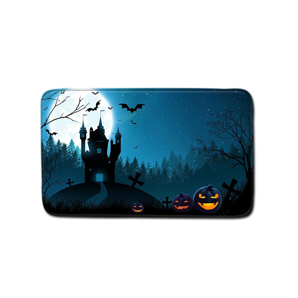 Halloween Shower Curtain Floor Mat Combination Four-Piece Set Bathroom Toilet Carpet Door Mat