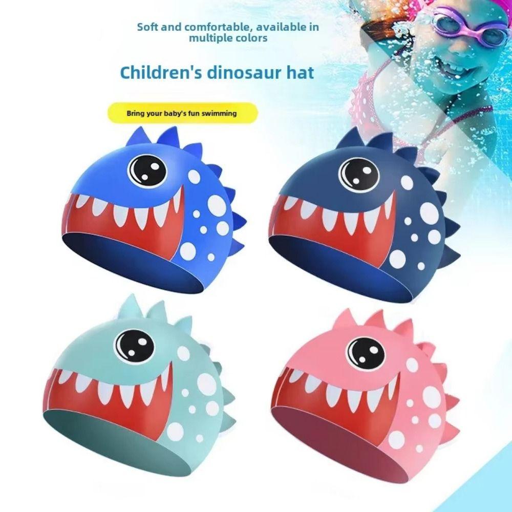 Shark Silicone Swimming Hat Cartoon Animal Printed Swimming Cap Swim Accessories