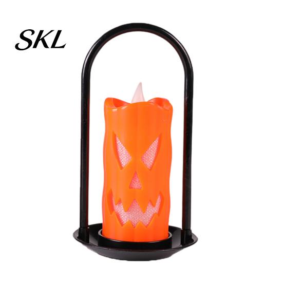 Halloween Party Lights LED Flameless Pillar Candles, Spooky Face Handheld Candle Light, Battery Ambiance Lighting Operated Flickering Fake Candles for