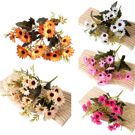 Künstliche Blumen 18 Sträuße Kunstseidenblumen-Sträuße Frühlings-Falsche Wildblumen mit Stiel für Vase Pflanzgefäß Blumengestecke Tischdekorationen