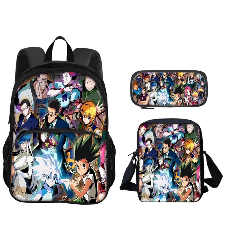 JoJo's Bizarre Adventure Knapsack Pen Carrier Carry Bag 3pcs Set Versatile Spacious Boys Plus Girls School Birthday Best Gift