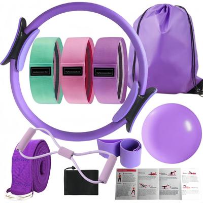 10-delat Yoga & Pilates-set med Pilatesring, Boll, Gluteusband och Figur-8 Motstånd