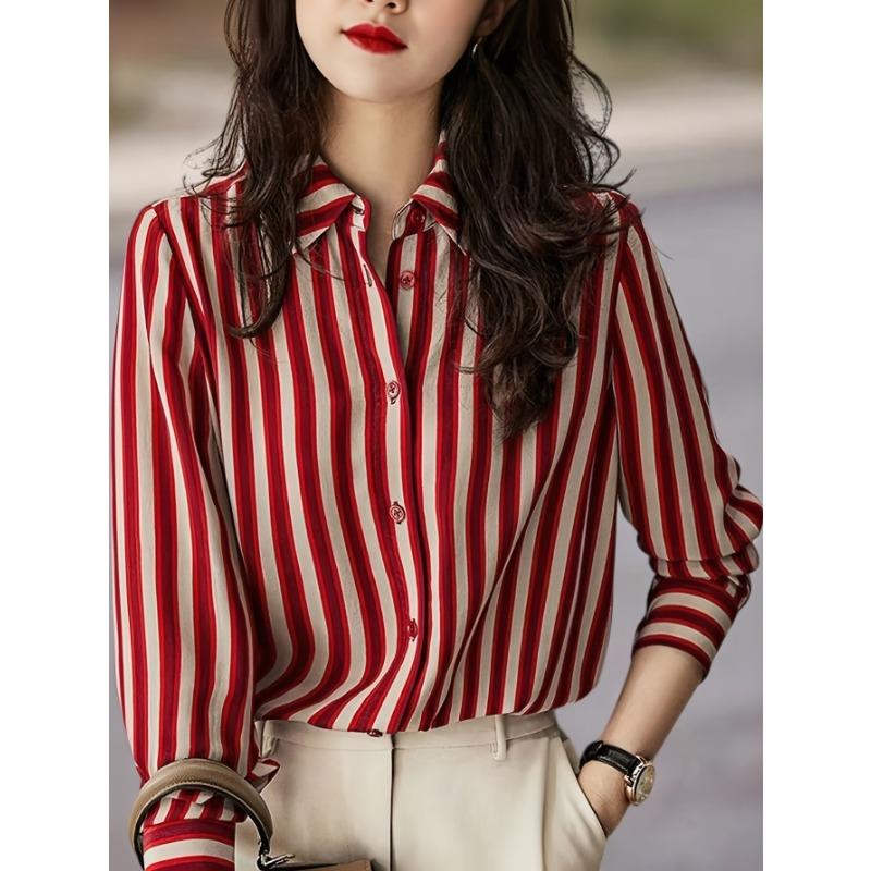 Camicia Casual a Strisce a Manica Lunga da Donna