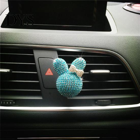 Car Fragrance Air Freshener Holder Bunny Bowknot Shape Shiny Rhinestone Vent Clip Auto Outlet Perfume for