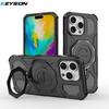KEYSION Shockproof Magnetic Case for iPhone 16 Pro Max Upright Live Metal Ring Stand Phone Cover for iPhone 15 Pro Max