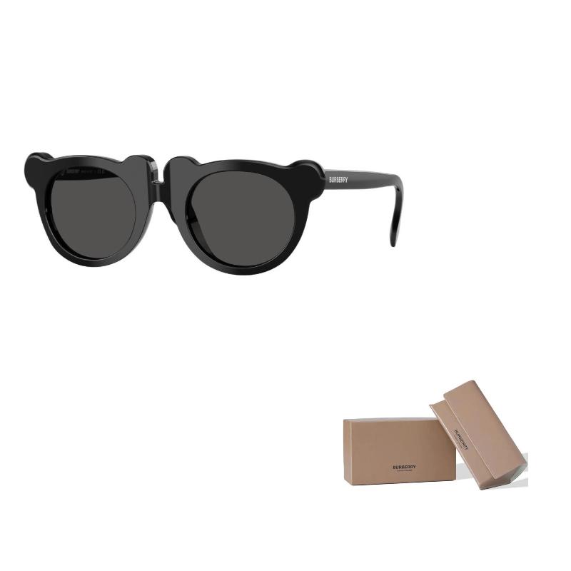 Burberry Bears Ears Design Plate Frame Acetate Irregular Sunglasses Kids Black