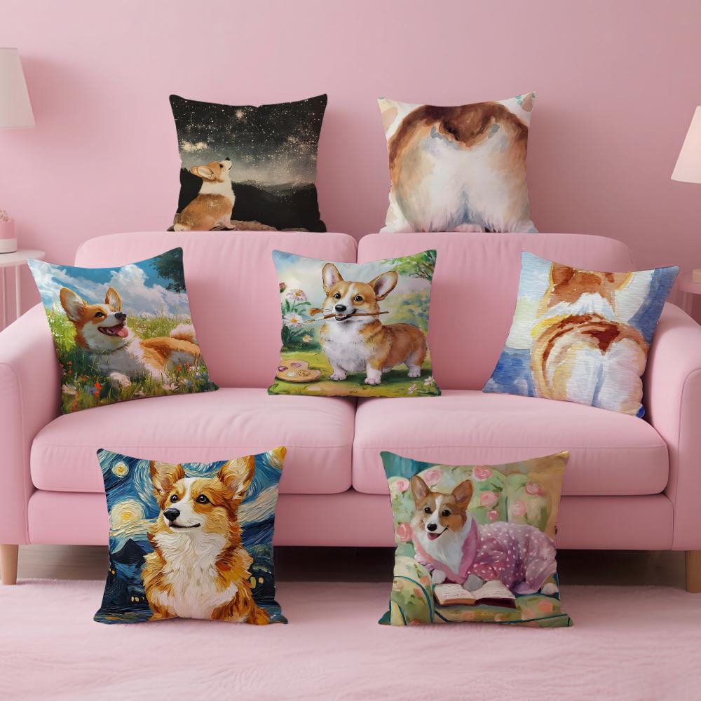 CUTE Golden Retriever Cushion Cover Pillow Case Soft Friendly Fabric Concealed Zipper