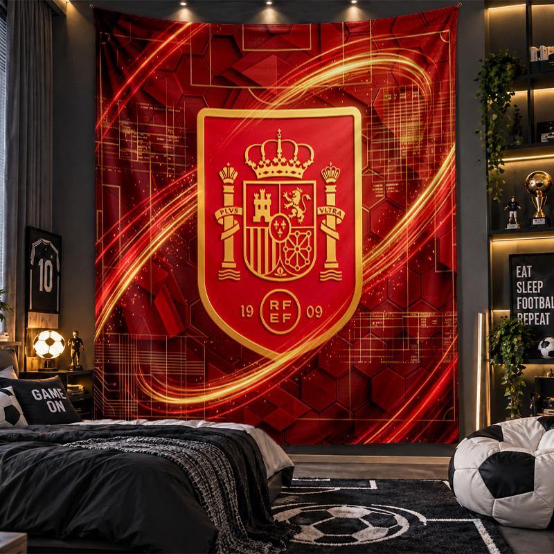 Wall Hanging Tapestry Spain Football Print Cloth for Living Room Bedroom Home Decor