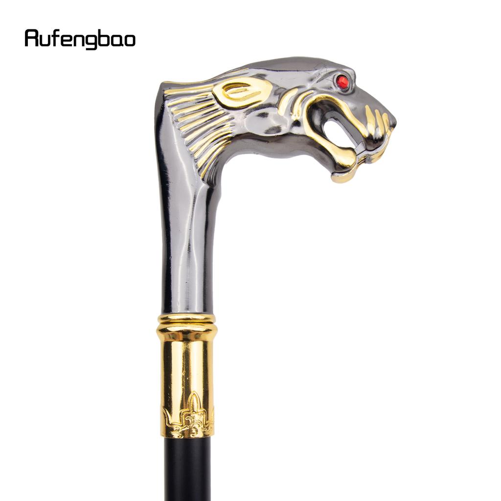 Golden Black Leopard Red Eye Luxury Fashion Cosplay Walking Stick Party Decorative Cane Elegant Crosier Knob Stick 92cm