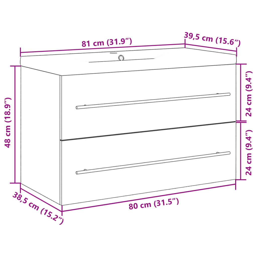 2 Piece Bathroom Furniture Set Concrete Grey Particleboard
