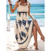 Summer New Style Women's Ladies Dress Printed Front Cross Sleeveless Loose Casual Beach Dress