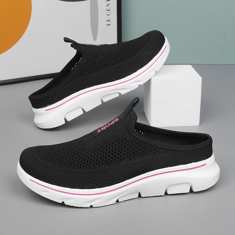 Fashion Big Size 48 Summer Men Women Half Shoes Slippers Slip On Casual Shoes Mesh Breathable Soft Comfortable Zapatillas Hombre Male