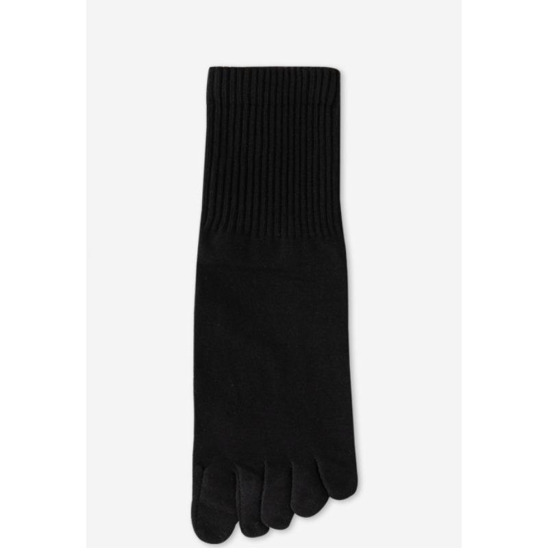 Women's Spring Five-finger Socks, Solid Color Sweat-absorbing Mid-calf Cotton Socks, Boneless Sewn Anti-pilling Toe Separation Socks