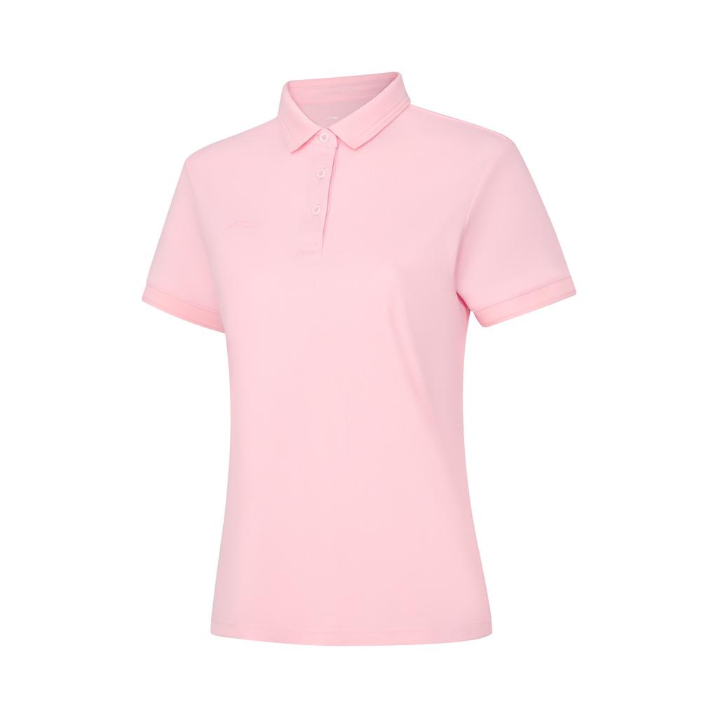 Li Ning Solid Color Pullover Sports Polo Shirt Women Tops Light-Pink APLU198-7