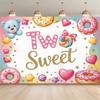 2D Pastel Two Sweet Photography Backdrop Donut and Lollipop Party Background