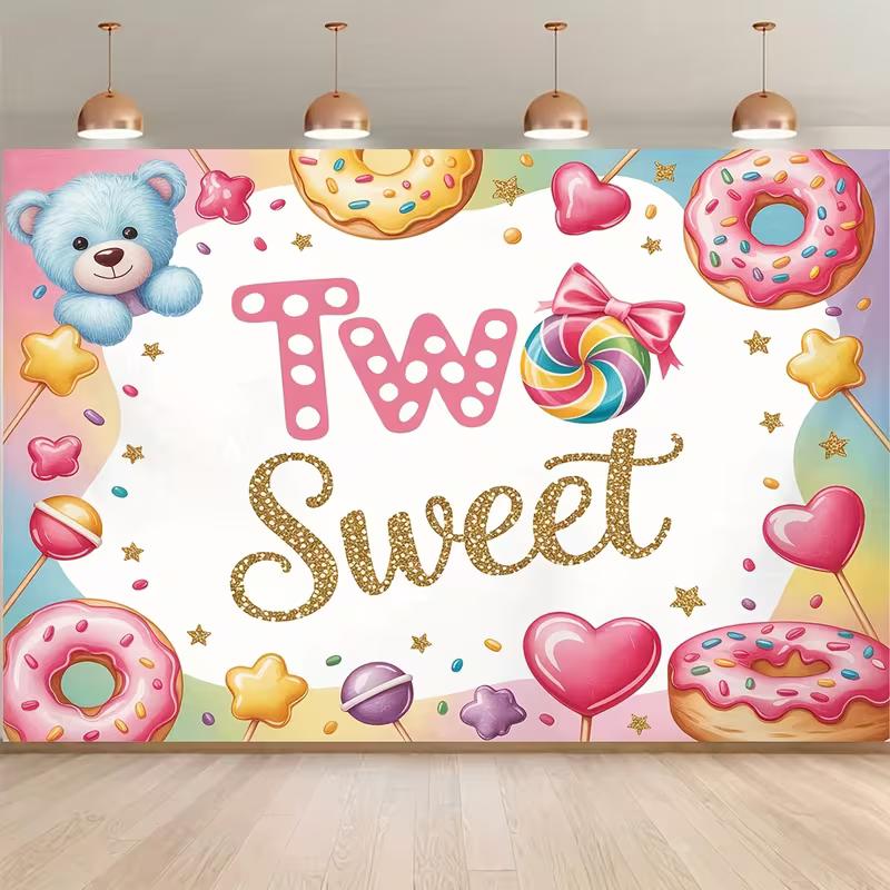 2D Two Sweet 2nd Birthday Backdrop Donut Candy Theme