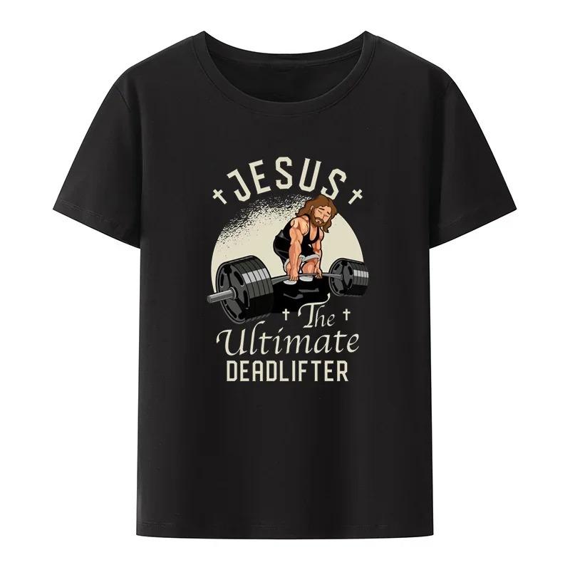 Moshi Jesus Desu Rolig T-shirt Kortärmad Andningsbara T-shirts Casual Toppar Mönster Roupas Överdimensionerade Högkvalitativa Mjuka Lösa