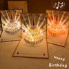 1/5Pcs Music Glowing Lighting Greeting Cards Birthday Blessing Postcard Handwritten Birthday Party Greeting Card