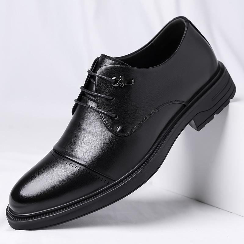 Shoes Winter Oxford Shoes British Business Casual Three-headed Leather Shoes Dress Wedding Groom Shoes Derby Shoes