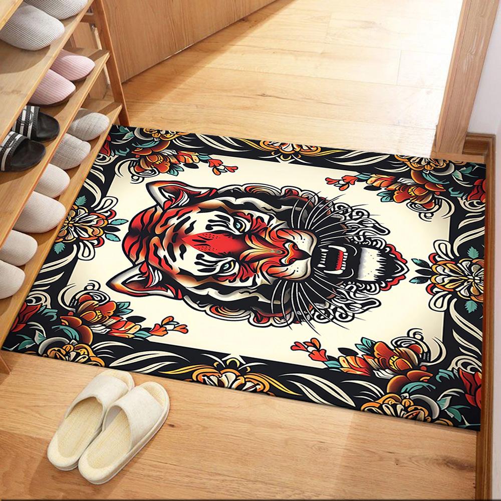 Tattoo Stil 25 Fußmatte Büro Teppich Design für Eingangsbereich Schlafsaal Spielzimmer Balkon Rutschfester Teppich Büro Heimdekor