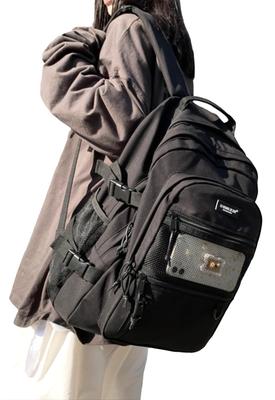 Large Multiple A4 for High School Everyday Use [Unibays] Women's Backpack, Capacity, Compartments, Size, Black, Students, Girls, Students, Simple,