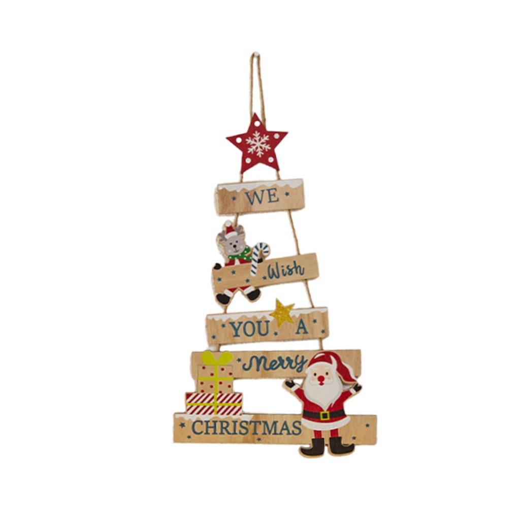 Festive Christmas Wooden Hanging Sign Merry Christmas Wall Ornament Decorative Plaque for House Ornaments Room Decor